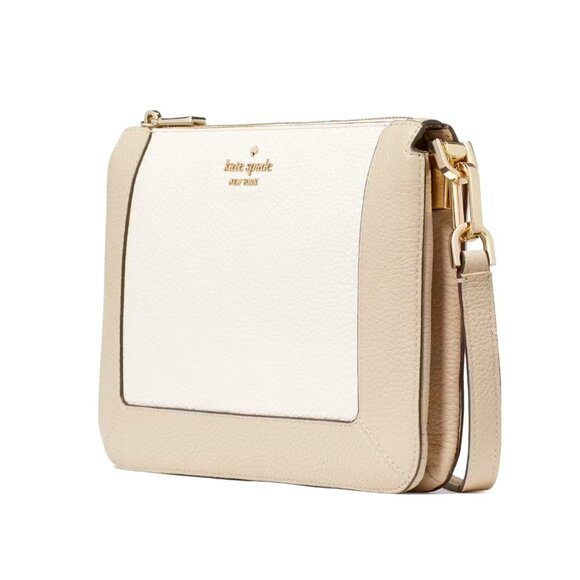 New Kate Spade Lena Colorblock Double Compartment Crossbody Light Sand Multi - Picture 3 of 6